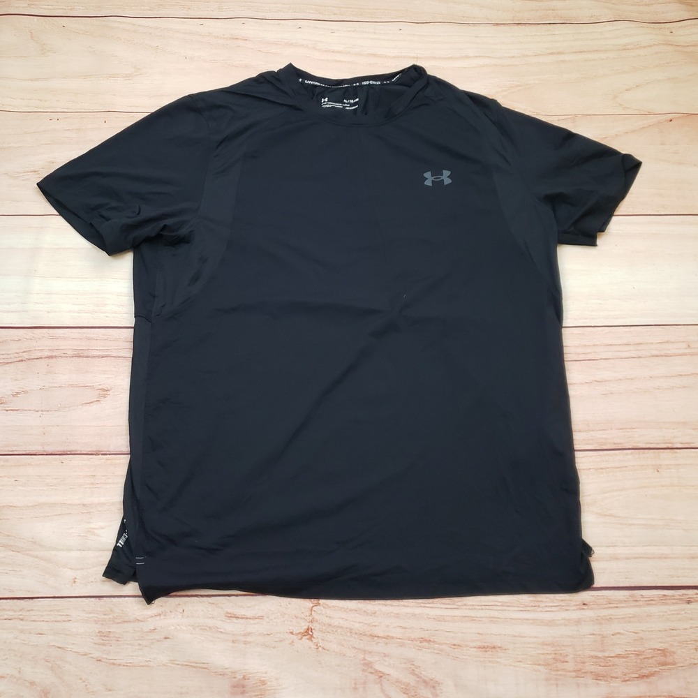 Under Armour Shirt Mens XL Black Iso-Chill HeatGear Fitted Short Sleeve Training
